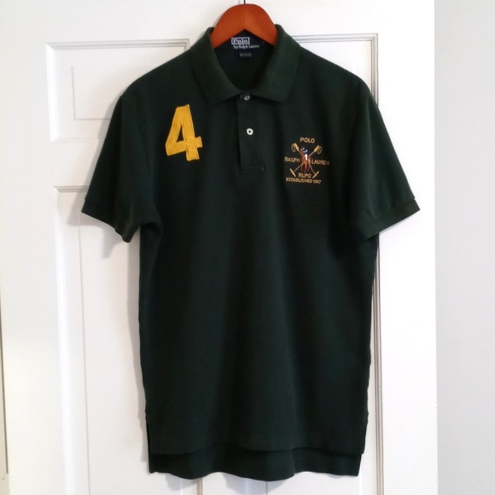 🐎RARE/VTG Polo Ralph Lauren🐎 - Green/Gold Embroidered RLPC D/S Polo - Picture 2 of 15